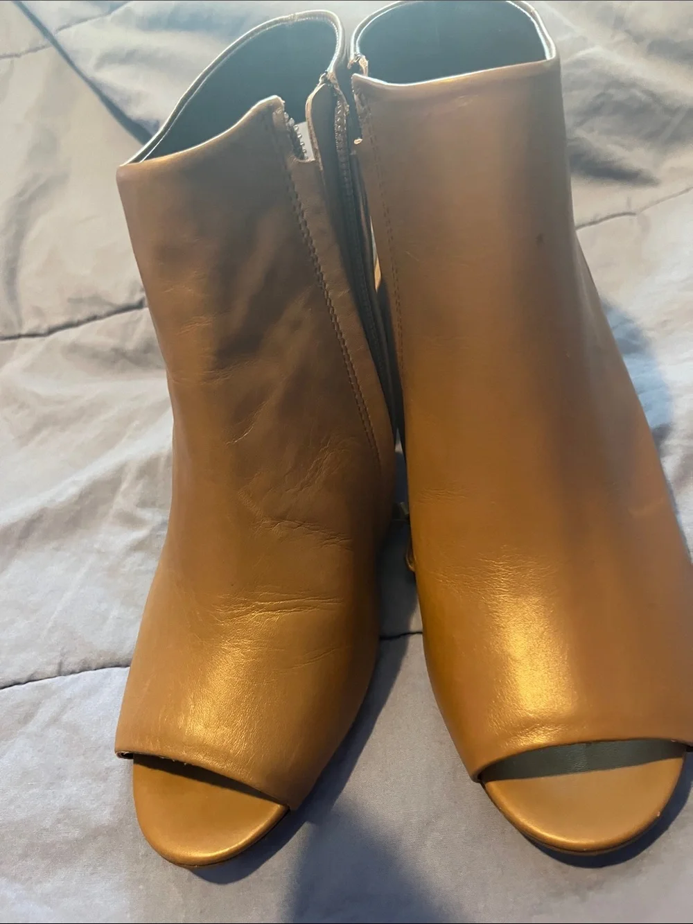 Tory Burch Cognac Brown Leather Peep-Toe Slingback Mules